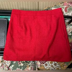 Red LOFT textured tweed pocket skirt